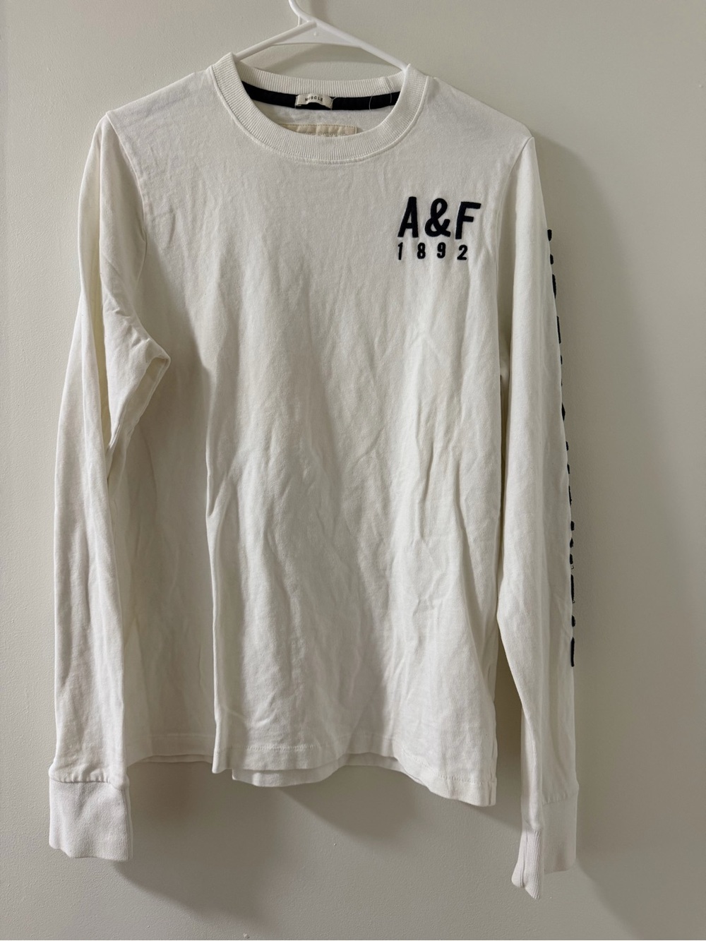 Abercrombie & Fitch Long Sleeve Tee Mens L White Like New Muscle Fit Logo